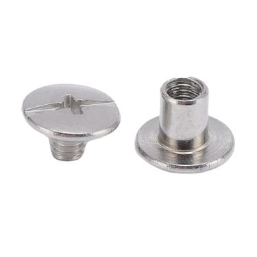 Imagem de 50 Pares Rebite e Parafuso Conjunto de Porcas de Rebite Kit de Fixador de Aço Inoxidável M3.5 Cabeça Redonda Plana Com 50 Rebites 50 Parafusos para Decoração de Encadernação