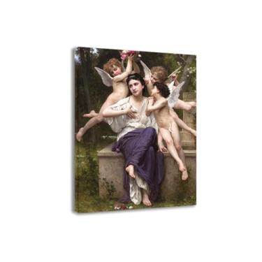 Imagem de LXURY Bouguereau.Sonho de primavera. Reprodução de pinturas famosas. Arte de parede em tela. Pôsteres e impressões. Imagem para decoração de casa 30 x 42 cm Emoldurado interno