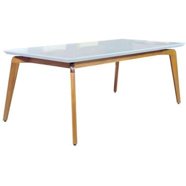 Imagem de Mesa De Jantar Jade Off White Com Pés Em Madeira 1,80 M