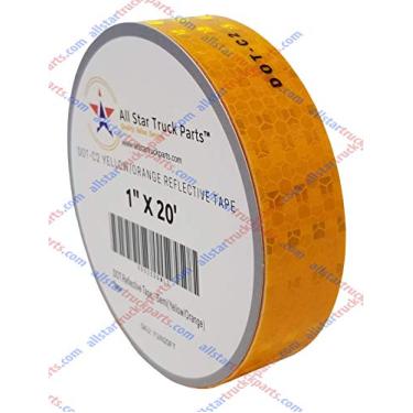 Imagem de Fita reflexiva DOT-C2, Amarelo/Laranja Aviso de Segurança Precaução Conspiciuity Fita para Ônibus Escolar Caminhão Trailer Barco Semi Motocicleta Bicicleta e Capacete ImpermeávelAll Star Truck Parts 1 IN x 20 FT RT-Y