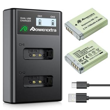 Imagem de Bateria e carregador Powerextra 2-Pack NB-13L para Canon