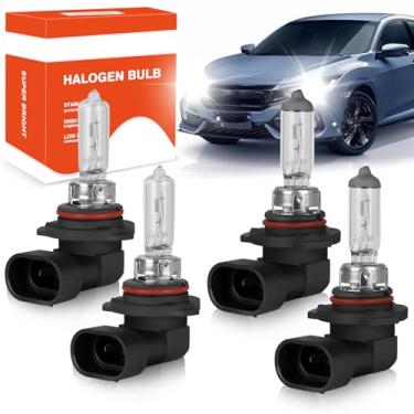 Imagem de OQSNCV Adequado para Honda Civic (2004-2013), (2014-2015 Sedan) Lâmpadas de farol de halogêneo, farol alto 9005 + kit de lâmpadas de substituição de farol baixo 9006, pacote com 4