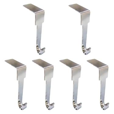 Imagem de CarpNettore 6 Peças de Suportes para Meias de Natal, Cabides Decorativos para Meias, Suporte para Meias, Ganchos de Guirlanda, Cabide de Metal Forte, Acabamento L, Prata, Tamanho real
