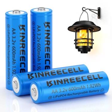 Imagem de Bateria recarregável KINREECELL AA 3,2 V 600 mAh LiFePO4 (pacote com 4