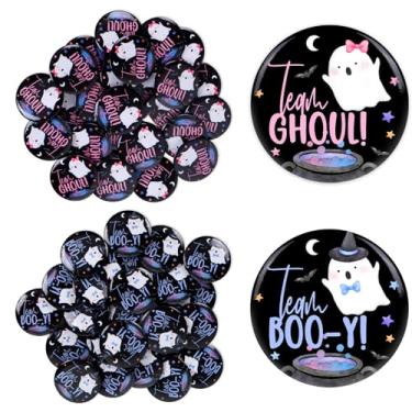 Imagem de Whaline 50 peças de broches de revelação de gênero de fantasma de Halloween para meninos e meninas, emblemas para chá de bebê, lembrancinhas de festa, suprimentos de jogos, 4 cm