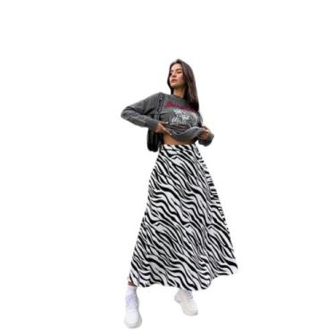 Imagem de Saia longa Zebra Moda Evangélica Feminina - Miss Flower, Zebra, Unico