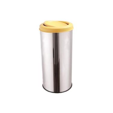 Imagem de Lixeira Inox Com Tampa Flip-TopInox (Basculante) 35 Litros Largo - CM 