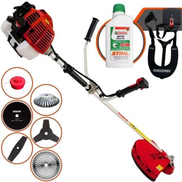 Imagem de Máquina de Cortar Grama Multifuncional Kawashima KW52L À Gasolina 52cc 2,5HP de Potência 10.000rpm 2T Roçadeira Completa 6 Em 1 + ÓLEO STIHL 8017