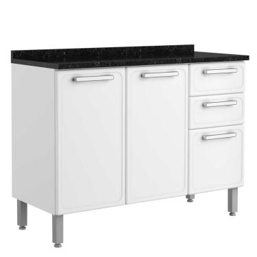 Imagem de Balcão de Aço 3 Portas 2 Gavetas com Tampo 