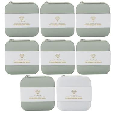 Imagem de Caixa de joias de viagem para dama de honra, organizador de joias, pequena festa de despedida de solteira, caixa de presente de dama de honra, mini organizador de armazenamento (8, tecido branco e