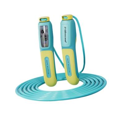 Imagem de oshhni Corda de pular infantil ajustável, confortável, com cabo ergonômico, equipamento de ginástica com balcão para playground, praia, lembrancinhas para, Azul Claro