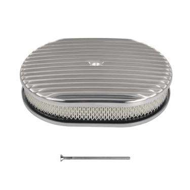 Imagem de BATONECO Kit de montagem de purificador de ar oval de 30,5 cm de alumínio polido compatível com Chevrolet Ford Mopar Hot Rod clássico