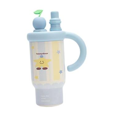 Imagem de Generic Copo térmico portátil de aço inoxidável com tampa de canudo de 800 ml à prova de vazamentos para carro, escritório, viagem, academia e acampamento, Estrela Azul