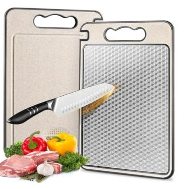 Imagem de Tábua de Corte Inox 304 Dupla Face com Afiador Integrado – Antibacteriana, Antiderrapante e Fácil de Limpar | Ideal para Carnes, Frutas e Legumes LEUZZA