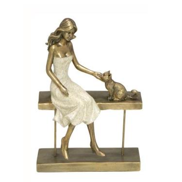 Imagem de Escultura Família Mulher Com Gatinho Em Resina - Espressione