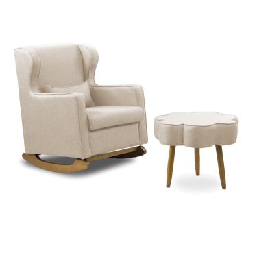 Imagem de Poltrona de Amamentação Base Balanço e Puff Flower Linho E03 - D'Rossi