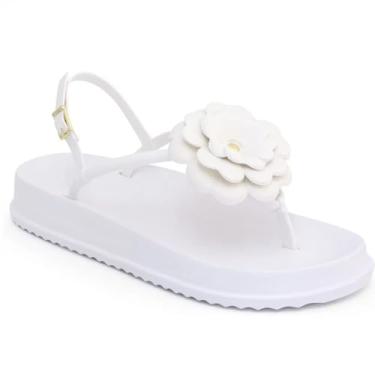 Imagem de Sandália Feminina Flor Nuvem | Leve, Confortável e Antiderrapante (Branco, BR, Adulto, Faixa Numérico, 35, 36)