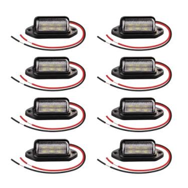 Imagem de CZC AUTO 8 peças 12V LED luz de placa de licença externa, cúpula de cortesia interior/porta-malas/lâmpada sob o capô, total de 12 lâmpadas SMD brancas, impermeável/à prova de chuva, legal para carro