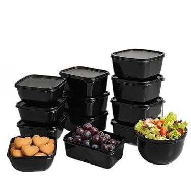 Imagem de Kit 12 Potes cozinha Plásticos Formatos Variados para marmita variados organizadores de alimento (Preto)