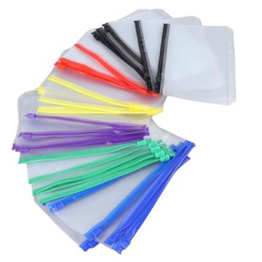 Imagem de Pilipane Pastas com zíper tamanho A6, envelopes de plástico PVC translúcidos multicoloridos para escritório, escola, sala de aula, dormitório, organização de armazenamento, 31 peças
