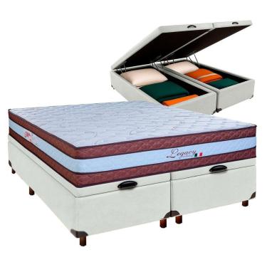 Imagem de Conjunto Cama Box Bau Blindado Queen + Colchão Molas Ensacadas Legaccy Paropas
