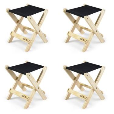 Imagem de Kit 4 Banquetas Camping Madeira Maciça Sereno - Walk Forest