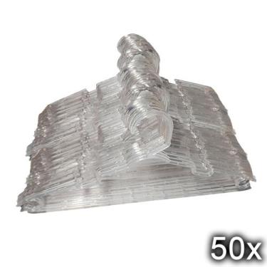 Imagem de Kit 50 Cabide Infantil Reforçado Transparente Acrilico Bebê - Emporio 