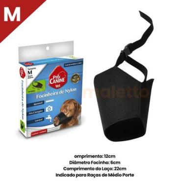 Imagem de Focinheira de Nylon Ajustável Cachorro Pet PróCanine, M