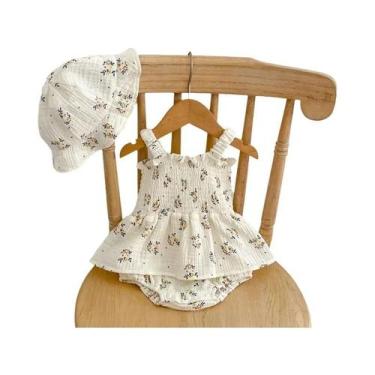 Imagem de Body Floral de Linho para Bebês - Conjunto Verão Infantil Recém-nascid