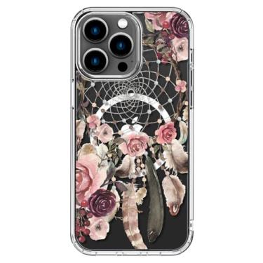 Imagem de ICEDIO Capa para iPhone 16 Pro Max com protetor de tela - compatível com carregamento sem fio, proteção aprimorada da câmera, capa transparente com design floral moderno para mulheres - Flores rosa
