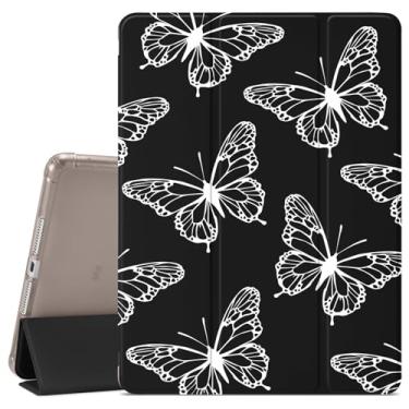 Imagem de VibrantFruitique Capa gótica escura para iPad Air de 13 polegadas (M3) 2025 / (M2) 2024 / iPad Pro 12,9 polegadas 2022/2021, capa protetora de borboleta branca, porta-lápis, traseira transparente e