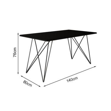 Imagem de Mesa Jantar Industrial Trama 1,40X0,80M Preta Com 4 Cadeiras Estofadas Vitória Preta