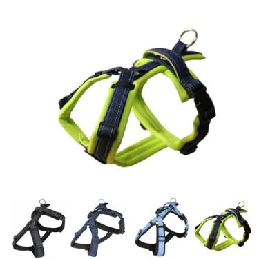 Imagem de 【Hakusan】 Arnês zero, peitoral para cães, acolchoado, ajustável, design sem puxão, segurança, marca japonesa, cachorro pequeno, cachorro médio, (limão × jeans, pequeno)