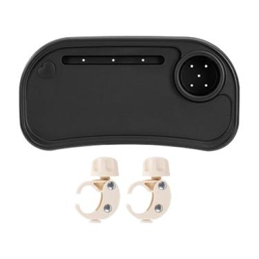 Imagem de Almencla Bandeja universal para lanches em carrinhos de bebê com porta-copos e suporte para celular removível. Compatível com a maioria dos carrinhos de bebê, Preto