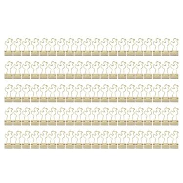 Imagem de Clipes de pasta de papel clipes de pasta de metal dourado grampos de pasta com alças em forma de animal para escritório escola material de casa conjunto de 100 peças (Pata)