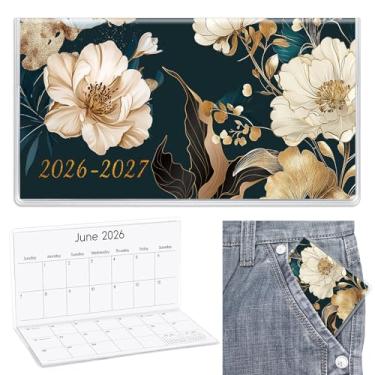 Imagem de ReliThick 17,8 cm x 16,5 cm 2026-2027 calendário de bolso para bolsa pequena agenda mensal caderno capa de PVC bolso calendário bloco de notas apreciação presente presente para mulheres mãe amiga