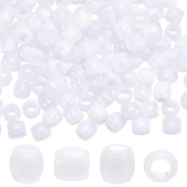 Imagem de SUNNYCLUE 1 caixa, 120 peças, contas de cabelo branco, contas loc, plástico, transparente, barril, dreadlock, furo grande, trançado, espaçadores, grampos de cabelo, decoração para fazer joias