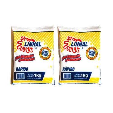 Imagem de Kit 2 Gesso Rápido Estuque Artesanato Linhal 1kg Cada