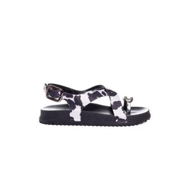 Imagem de Sandália Flatform Pixolé Animal Print Branco/Preto, 37