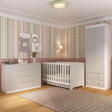 Imagem de Quarto de Bebê Completo com Berço Americano 3 em 1 para Colchão 130x70