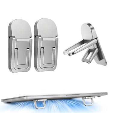 Imagem de 2 peças de mini suporte de laptop para mesa, suporte de teclado portátil para mesa, acessórios de mesa de escritório invisíveis dobráveis, suporte ajustável para teclado de computador para laptops e