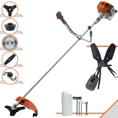 Imagem de Roçadeira Profissional Completa Tekna RL520ACNTK À Gasolina 2 Tempos 52cc 2HP de Potência Alta Rotação Com Carretel Nylon + Kit 4 Lâminas de Cortes