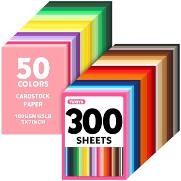 Imagem de TUXIYA 300 folhas de papelão colorido de 12,7 x 18 cm, 50 cores sortidas, papel para impressão, confecção de cartões, artesanato faça você mesmo, material escolar infantil, decorações de festa (180 g