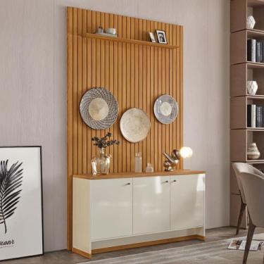 Imagem de Painel Ripado 139cm com Buffet 3 Portas Berlin 135cm - Via Nossa, Off 