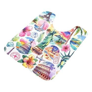 Imagem de Burbuja Tapete de banheiro famoso Landmarks, tapete de banho macio absorvente de pelúcia, base antiderrapante para piso de banheiro, oval em forma de U