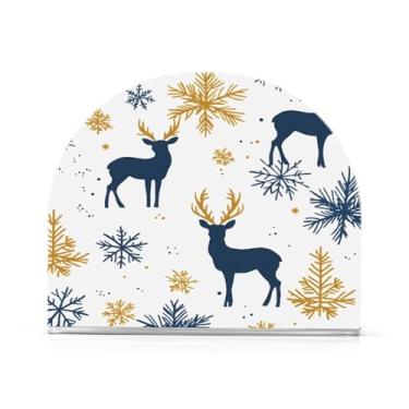 Imagem de xigua Suporte de guardanapo de rena de Natal para mesas, porta-guardanapos de papel de prato acrílico elegante, dispensador de papel de seda independente moderno para sala de jantar, sala de estar