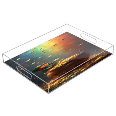 Imagem de STAYTOP Bandeja de acrílico para servir elfos e moedas do Dia de São Patrício, 15,7 x 11,20 cm, bandejas decorativas à prova de derramamento, organizador de bancada para café da manhã, chá, comida