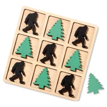 Imagem de KOYILTD Wooden Tic Tac Toe Game, 10 Wood Pieces with Pine Tree & Bigfoot Motifs, Portable Tabletop Game for Camping, Adult Party Games, Family Game Night,Travel Games (Bigfoot)