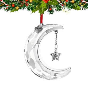 Imagem de H&D HYALINE & DORA Enfeite de lua de Natal 2026 enfeite de cristal para pendurar na lua de Natal enfeite de cristal transparente para decoração de casa de festa de Natal