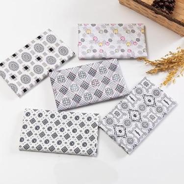 Imagem de 5 peças de tecido de algodão quadrado impresso 25 cm x 25 cm costura acolchoado diferentes padrões conjuntos de patchwork para artesanato de costura DIY